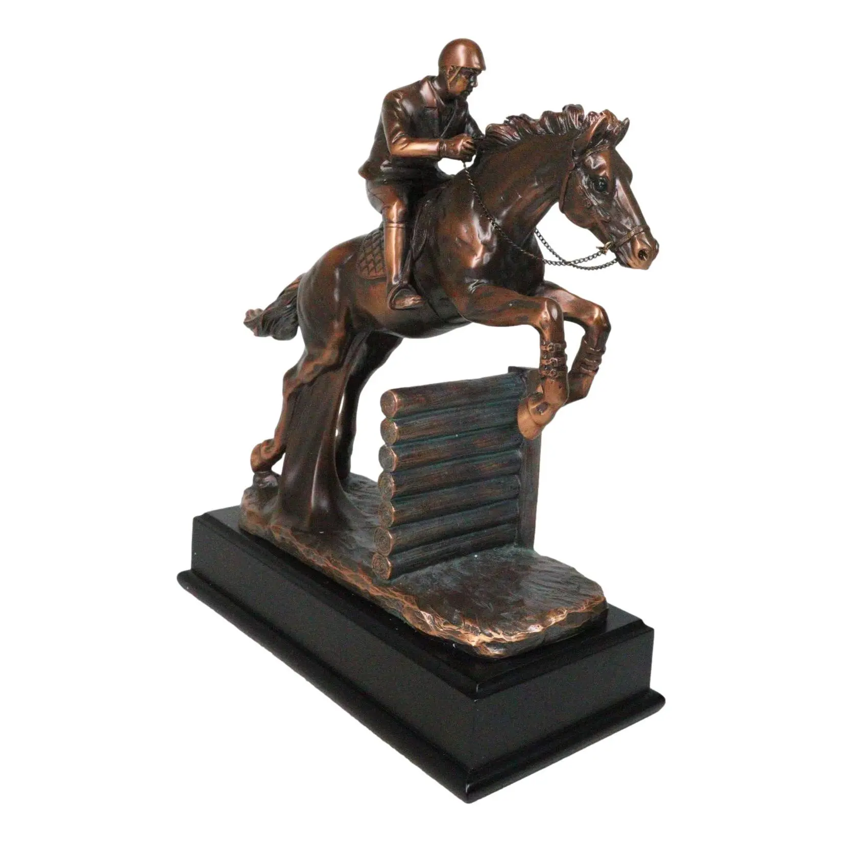 Ebros Gift Exclusive Bronze Electroplating Polyresin Equestrian Racing Galloping Horse with Jockey Sculpture - Sturdy Pedestal Base, 4.5 lbs Home Decor Statue, Office Accent, Ideal Gift for Horse Enthusiasts