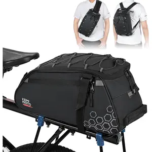 Rear Bike Rack Bag, 11L Water-resistant Trunk Bag 3-IN-1, Zippered Bicycle Backpack Shoulder Pannier Saddle Bag for Ebikes Cycling Commuting Travel Outdoor Camping