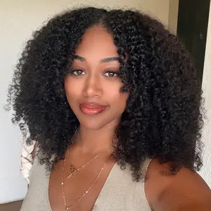 [ 3 In 1 Half Wig ] Midulla Kinky Curly Half Wigs Human Hair Wear and Go Glueless Short Curly Human Hair Wigs Upgraded Drawstring Cap for Women Beginner Friendly #FallFreshness SpringStatements
