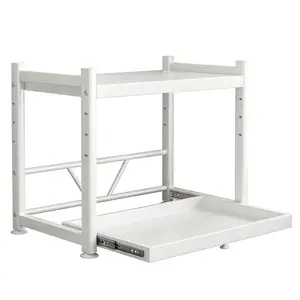 Adjustable Pull-out Microwave Rack - Countertop Bracket, Household Appliance Storage Organizer for Kitchen Organization, Small Kitchen Use, Small Kitchen Organization