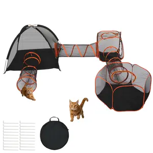 Rebuyhome Outdoor Cat Enclosures for Indoor Cats, 6 in 1 Portable Cat Play Tent with Tunnels and Cat Houses for Indoor Outdoor, Cat Playpen Enclosed for Cats Ra