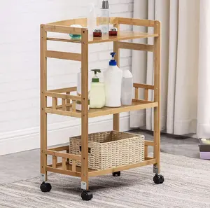 Slim 3-Tier Bamboo Rolling Cart with Wheels – Narrow Storage Organizer for Small Spaces, Bathroom, Kitchen & Apartment Living