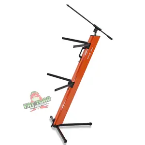 FAT TOAD 2-Tier Column Keyboard Stand with Mic Boom Arm Adapter (SlidingDJ Series) – Double Electronic Piano Tower Mount Platform – Holder for Digital Turntable, Audio Gear, Studio Synthesizer