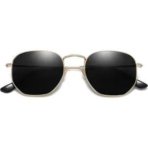 SOJOS Square Polarized Sunglasses for Women Men Small Hexagonal Polygon Mirrored Lens SJ1072 SOJOS