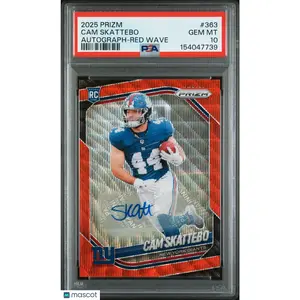 2025 Panini Prizm Cam Skattebo Autograph Red Wave #363 PSA 10