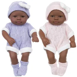 Realistic African American Doll, 1 Set Cute Doll with Clothes, Lifelike Newborn Doll, Realistic Doll, Toy for Kids, Gift for Girls, Cute Clothes Dolls, Soft Dolls