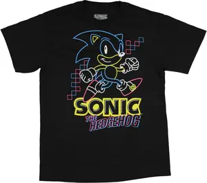 Sonic The Hedgehog Shirt For Boys Glow-In-The-Dark Neon Graphic Youth Video Game T-shirt
