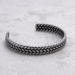 Sleek Braided Steel Hearts Cuff