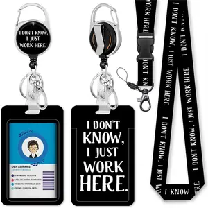 Retractable Badge Holder with Detachable Lanyard, Retractable Badge Reel, 1 Set Id Badge Holder, Id Card Holder for Office, School, Hospital