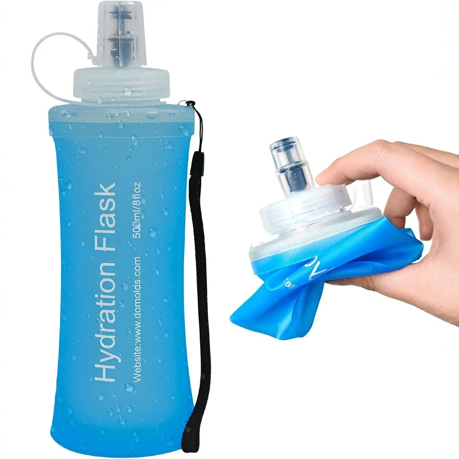 Portable Silicone Straw Water Bottle, Drop-Resistant, Tpu Material, 500ML Capacity, Ideal for Camping, Cycling, Running, Sports Hydration, Travel Water Bottle