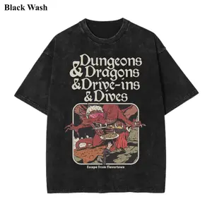 Dungeon Dragon Dive ins and Dives Vintage Wash Tee, Dungeons & Dragons T-shirt, Game Graphic Tees, Unisex Shirt, Game Gift For Fan, Menswear Womenswear Crew Neck Oversize Fit Heavy Cotton Y2K Grunge
