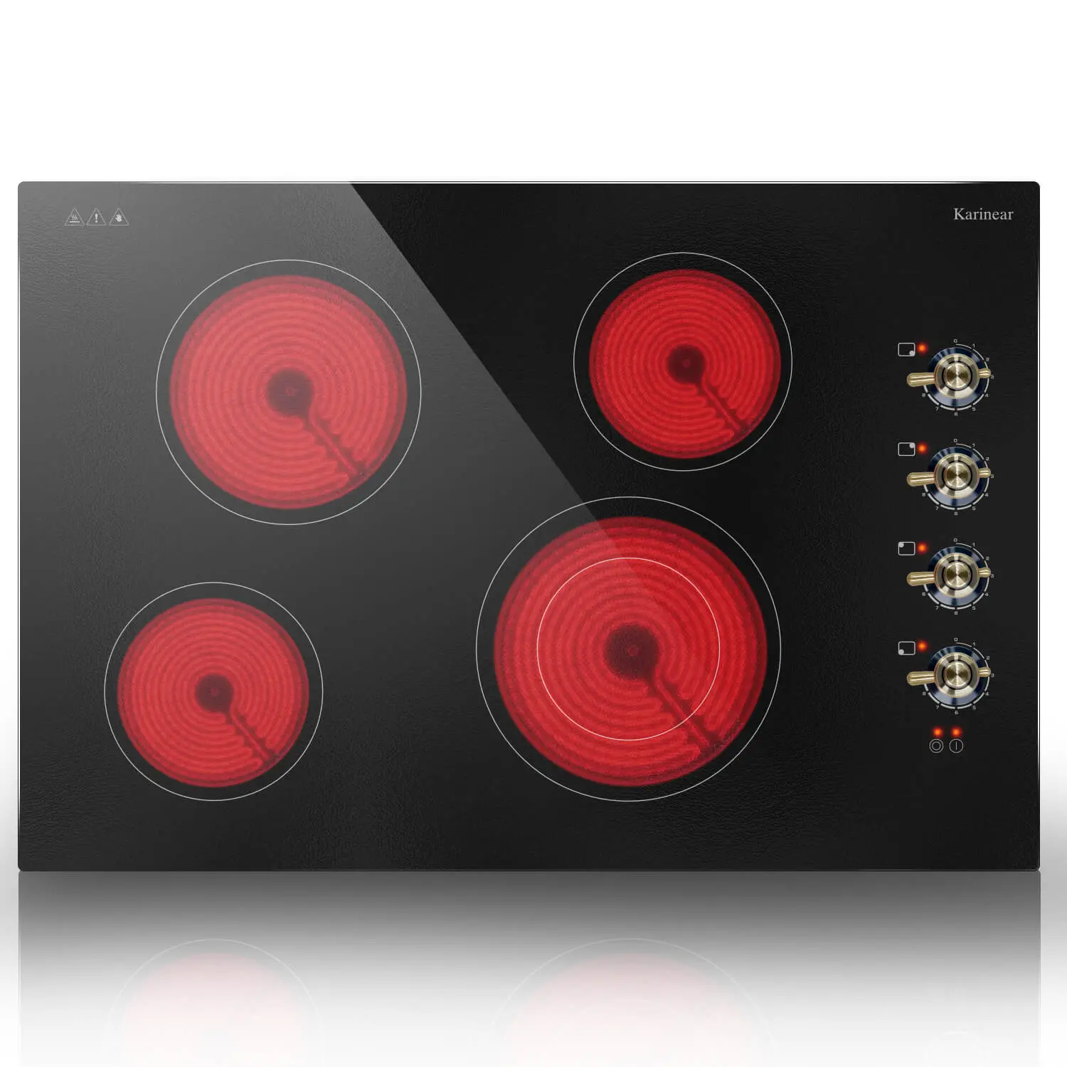 Karinear Built-in Electric Radiant Ceramic Cooktop - 6700W Kitchen Appliance, 9 Power Levels, Knob Control, 30x20.5in Tempered Glass Surface, Adjustable, 220-240V Hardwired (No Plug), Modern Design for Seniors