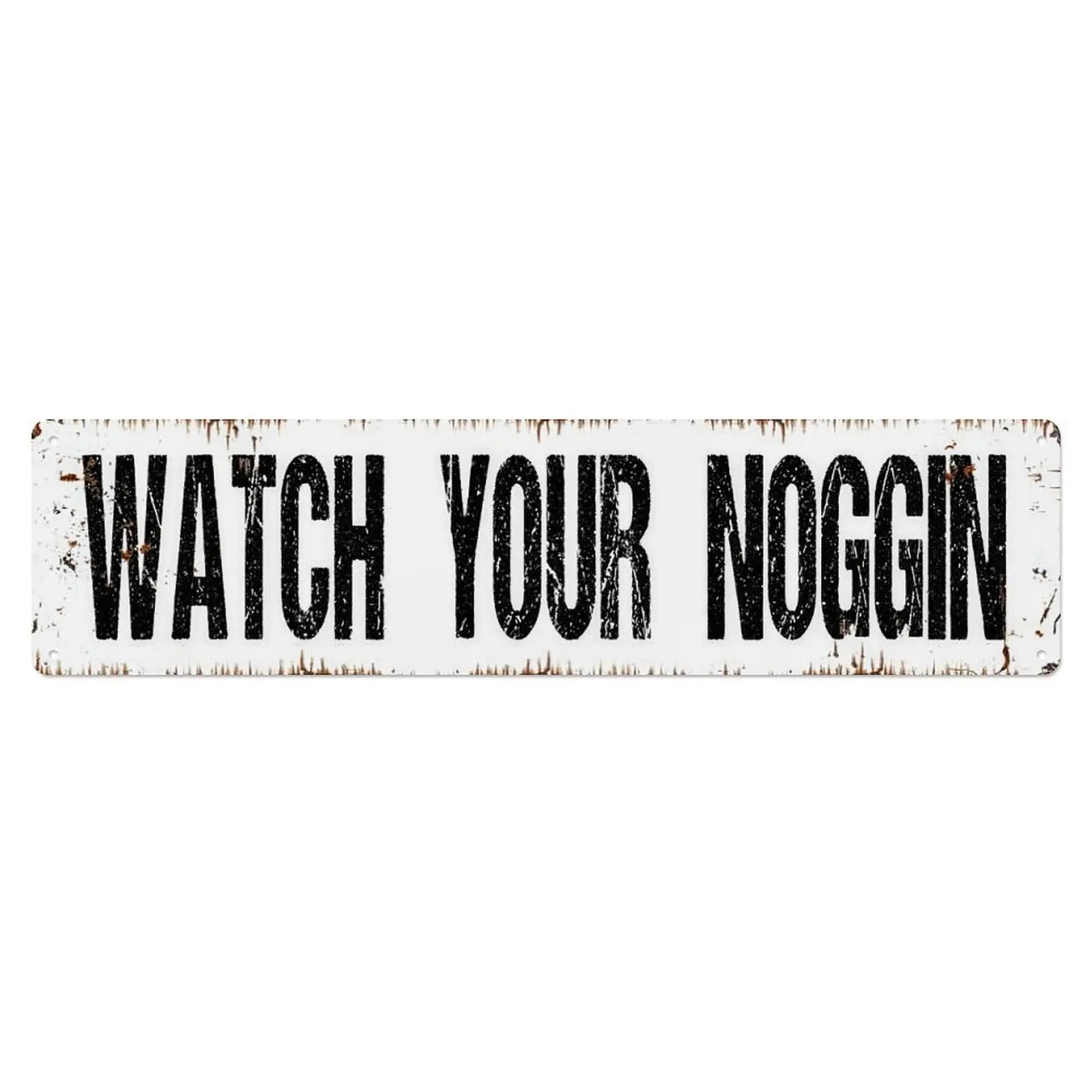16x4in Retro Aluminium Rectangle Vintage Safety Sign - "Watch Your Noggin" Low Ceiling Caution Sign for Workplace, Home Decor Room Accessories Metal Plaque