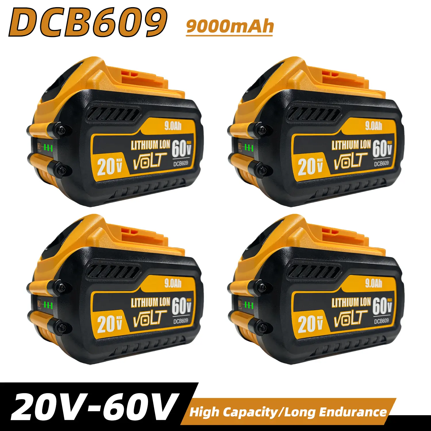 9Ah 20V/60V High-Capacity Power Tool Battery, Dewalt Flexvolt Replacement Lithium-Ion Battery Compatible with DCB606/609/612/200, Long Endurance, Power Tool Batteries