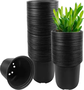 Nursery Pots 100 Pack 4 5 6 Inch Nursery Pot Plants Plastic Plant Pots with Drainage Holes Garden Flower Pots Transplanting