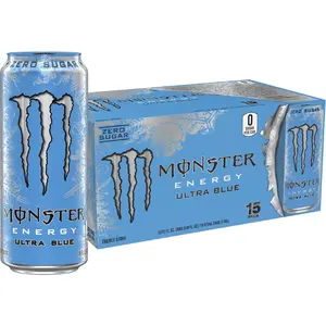 Monster Energy Ultra Blue, Sugar Free Energy Drink, 16 Ounce (Pack of 15)