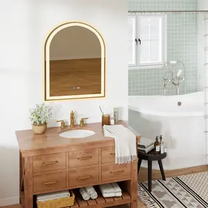 Smart Anti-fog Arch LED Bathroom Mirror with Memory Dimming & 3 Color Temperatures