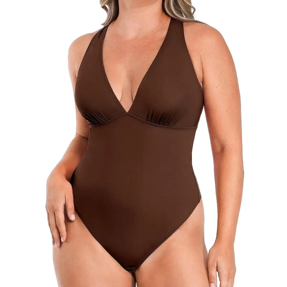 Shapellx AirSlim Deep V-Neck Cross Back Shaping Bodysuit