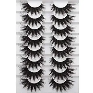 False Eyelashes Mink Lashes 20 MM Long False Lashes 9D Cat-eye Volume Faux Mink Lashes Pack 8 Pairs
