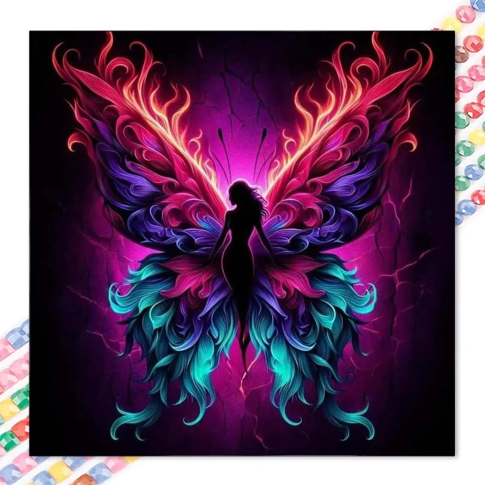 1 set of DIY diamond painting kit, 5D diamond art set, DIY decoration butterfly wings silhouette mosaic, diamond art, DIY art home decor