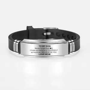 To My Son Stainless Steel Silicone Bracelets For Men Boys Love Gifts From Mom Dad