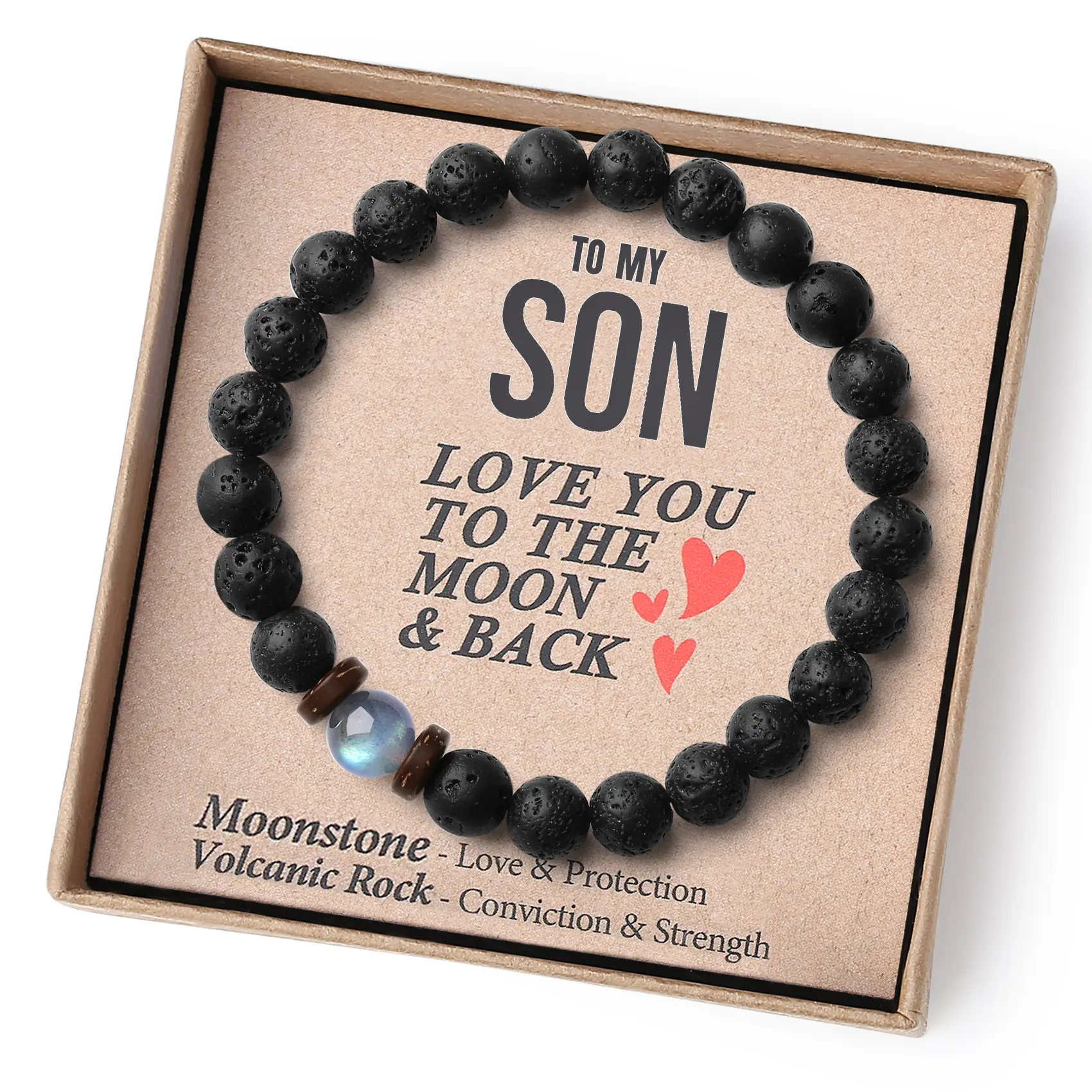 THEMEROL Men's Beaded Volcanic Rock Strength Bracelets, Cool Unique Conviction Jewelry, Ideal Gift for Birthday, Valentine's Day, Christmas