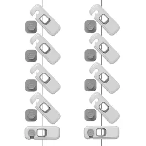 10Pcs/Set Security Refrigerator Locks,Protective Self Adhesive Latches,Pinch Proof Lock for Youngers,Ideal for Refrigerators,Cabinets,Drawers,Wardrobes and Freezers,Halloween Christmas Party Gifts,Tools & Hardware