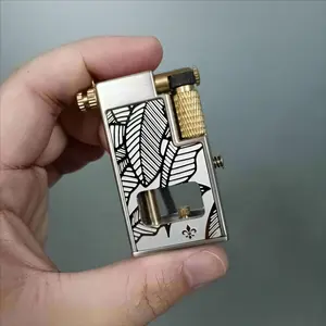 Retro Full Metal Craft Lighter, Visible Oil Tank Structure, Compact Durable Handheld Decor, Ideal Daily Collectible Gift for Father and Men, No Fuel Attached