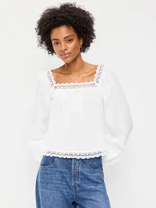 Old Navy Women's Long-Sleeve Lace Trim Top