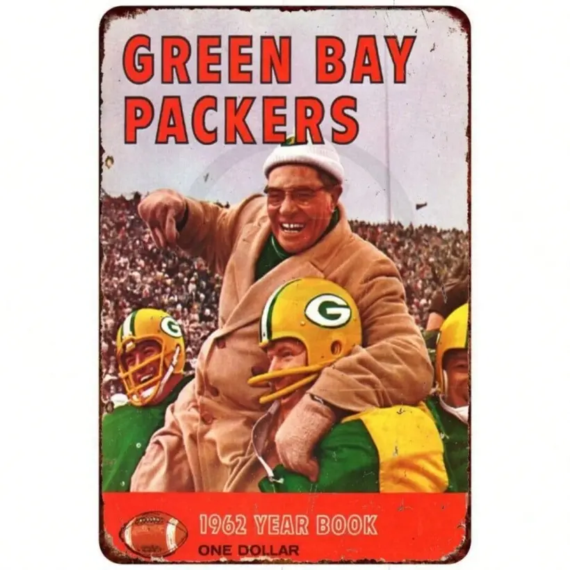 Aluminum Vintage Reproduction Sign 1962 Green Bay Packers Yearbook Lombardi Collectible Memorabilia One Dollar