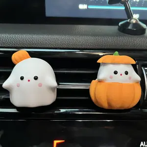 Halloween Gift 3-Piece Cute Pumpkin Ghost Car Ornaments 2-in-1 for Car Interior & Air Freshener Vent Perfect for Halloween Parties Spooky Yet Cute Style