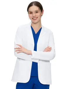 COZYFIT Lab Coat for Women with 3 Pockets, Professional White Women's Lab Coat Long Sleeve, Hip-Length Fit SpringStatements