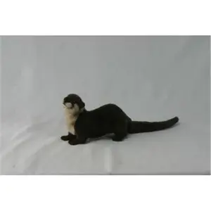 212 MAIN 12 in. River Otter Plush Cat Toy, Crouching Pose Design, Detailed Eyes, Lifelike Look, Ideal for Cat Play & Teaching Aid