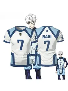 Popular blue lock jersey Nagi Seishiro uniform 3D printed anime T-shirt for summer 2025 Y2k new unisex role-playing sports football short sleeved top