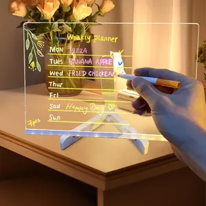 LED Dry Erase Board with Colors - 11.8x7.9in Glowing Acrylic Note Board, Writing/Drawing Board for Kids & Home