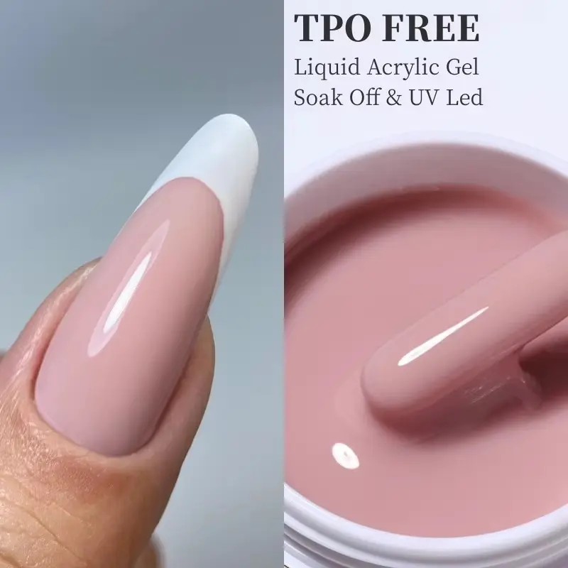 Zopvt Liquid Acrylic Gel, Self-Leveling Build Gel, Poly Extension Gel, Nail Polish Extension, French Tips Gel, Automatic Smooth UV/LED Jar Gel, Home DIY Manicure, Nail Art