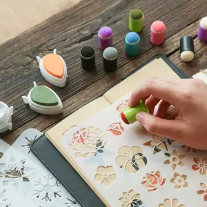 Vintage Stamp Dyeing Tool Set, DIY Sponge Finger Paint Brush, Hand Account DIY Journaling Ink Blending Kit, Retro Style Stamping Accessories