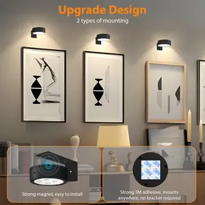 3Pcs Picture Lights for Wall Battery Operated, Magnetic Led Painting Light with Remote Dimmable and Timer, 3 Lighting Modes Art Display Light for Picture Frame, Wireless Wall Decor Puck Lights, Black wall lamp room decor battery  operated picture light