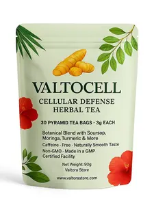 ValtoCell Cellular Defense Herbal Blend - Soursop, Moringa, Guava, Turmeric, Papaya Leaves Natural Tea Wellness Tea