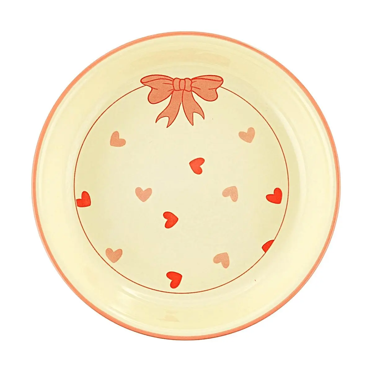 Golden Lion 8-Inch Ceramic Dinner Plate, Yellow Bow Accent, Round Salad Dessert Dish