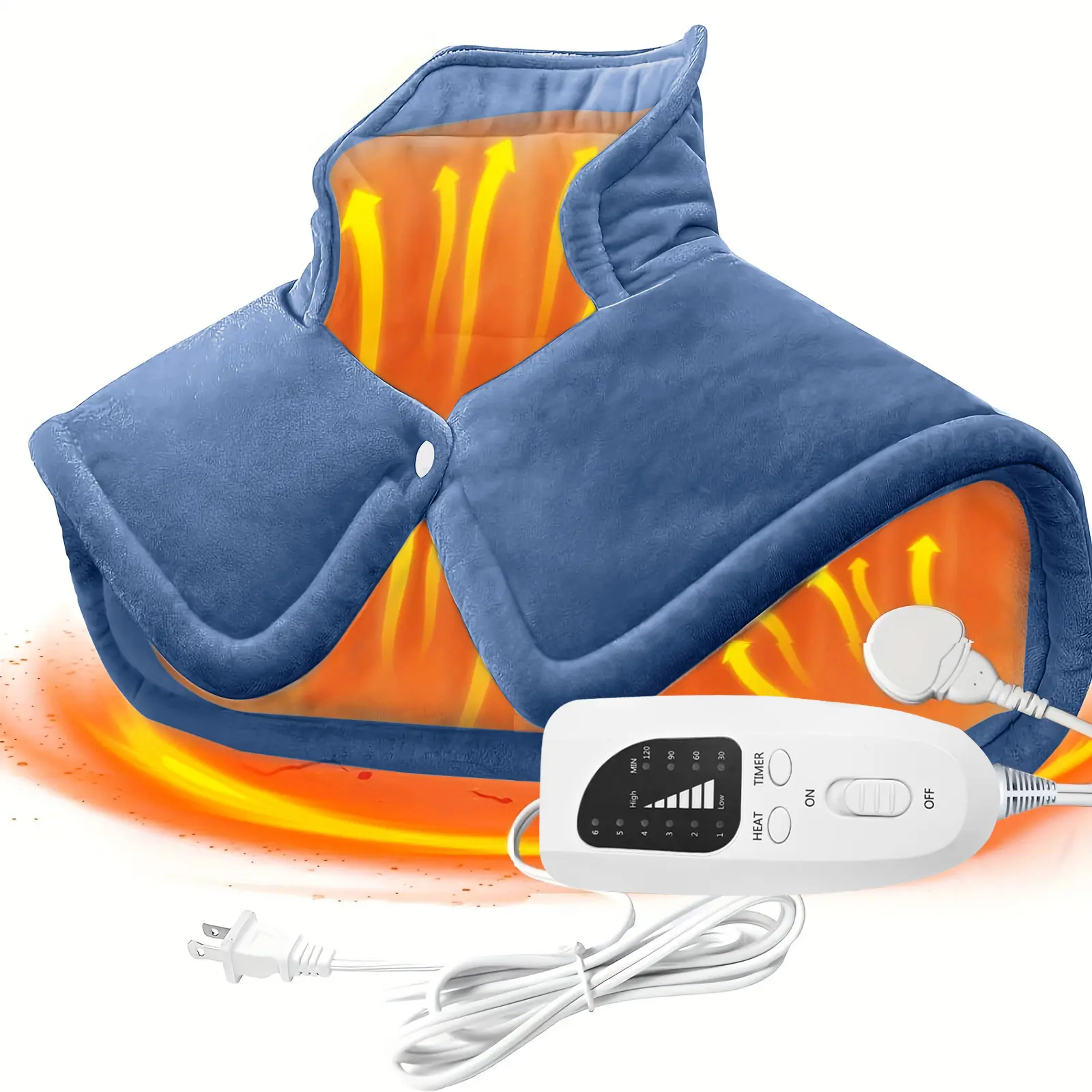 Tanlook Graphene Neck & Shoulder Heating Pad - Shawl Shape 110-240V Wearable Heated Wrap, 6 Heat Levels, Timer, Auto-Off, Machine Washable, Portable for Home & Office, Ideal Winter Gift (Do Not Tumble Dry), Warm