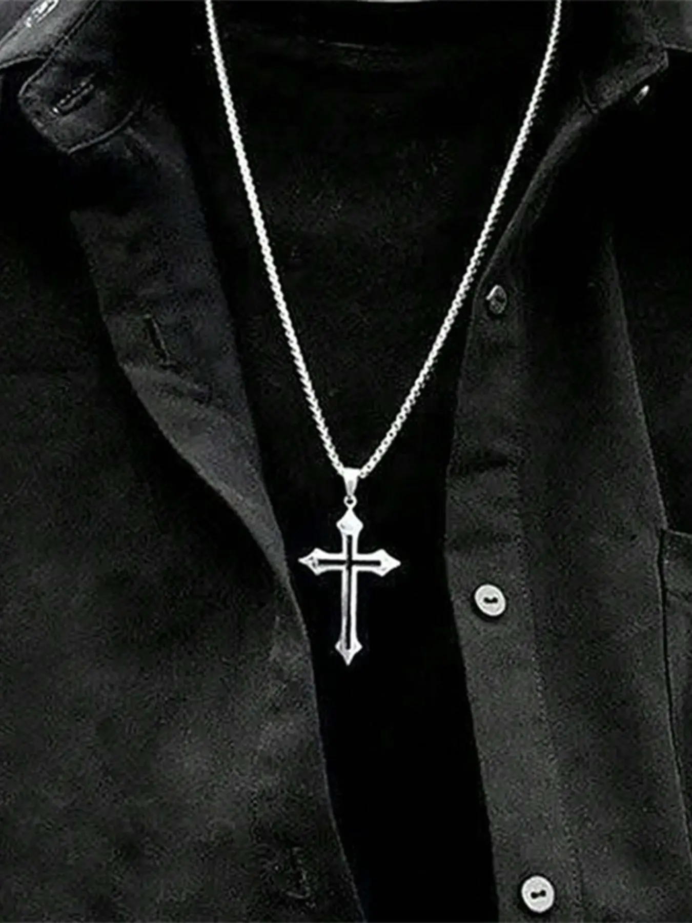 Vintage Cross Pendant Necklace, Cross Necklaces for Men & Women, Fashion Jewelry for Party, Faith Necklace, Daily Clothing Decor, Trendy All-match & Exquisite Jewelry for Birthday Gift, Cross Necklace Chain