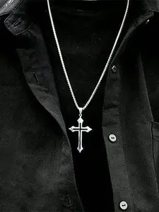 Vintage Cross Pendant Necklace, Cross Necklaces for Men & Women, Fashion Jewelry for Party, Faith Necklace, Daily Clothing Decor, Trendy All-match & Exquisite Jewelry for Birthday Gift