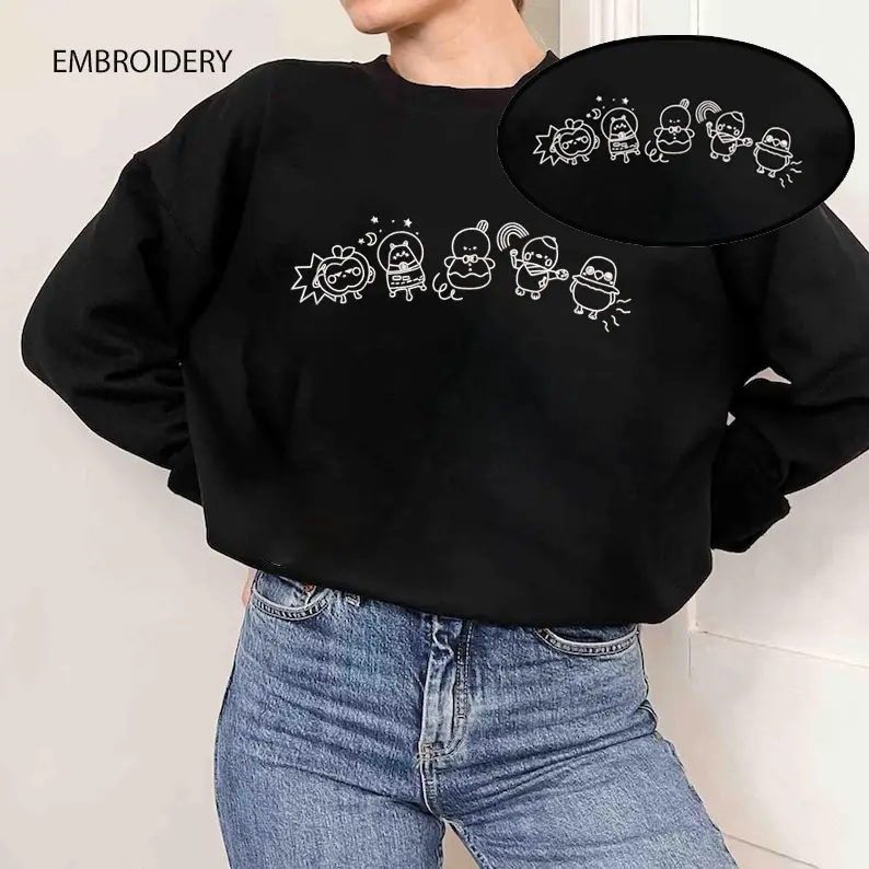 Embroidered Deepspace Emoji Friends Dark Version Otome Game Inspired Crewneck Sweatshirt, Love and Deepspace Vintage T-Shirt, Love and Deepspace Gift For Women and Man Unisex T-Shirt
