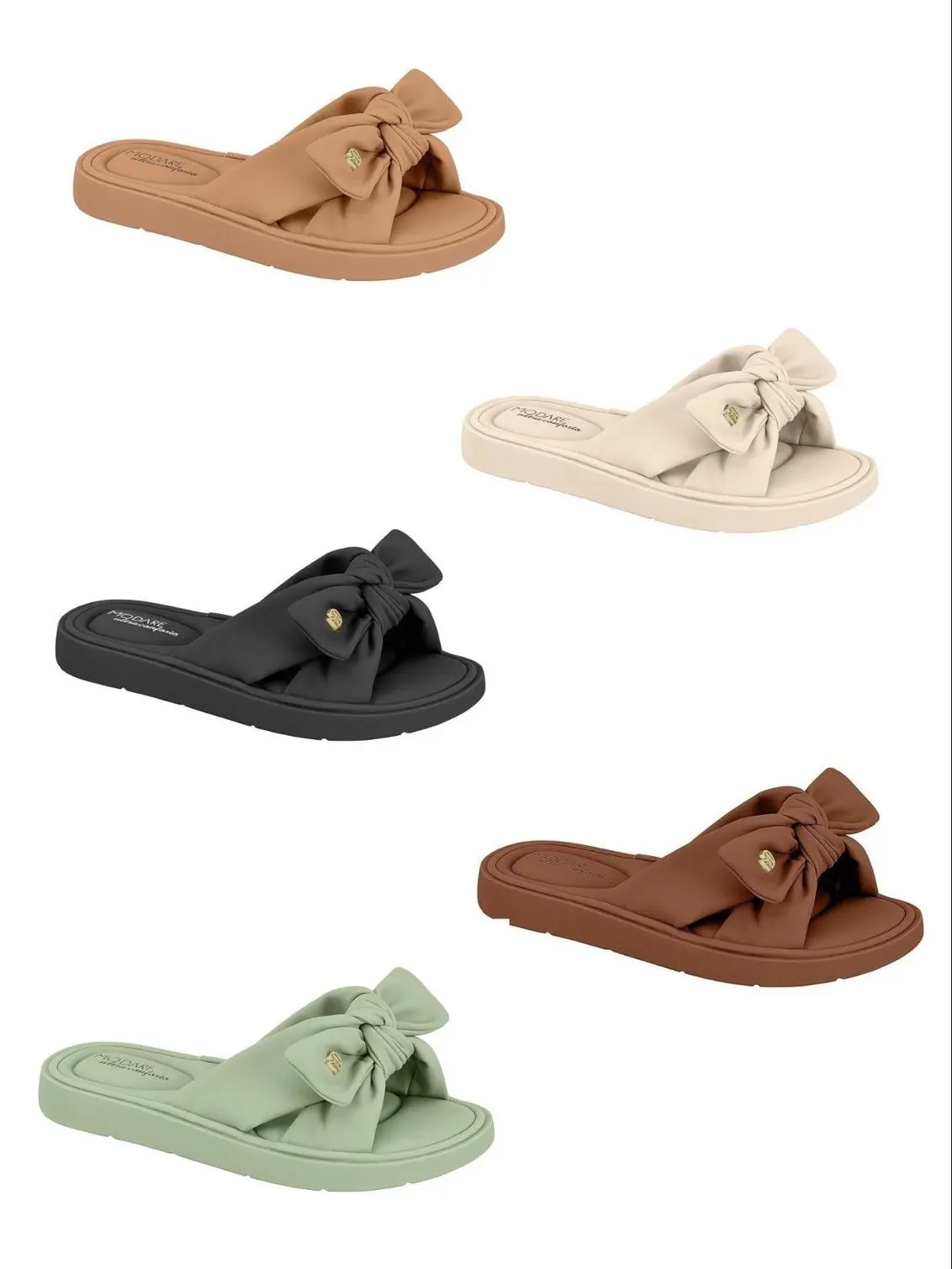 Modare Women's Flat Slip-On Open Toe Slide Sandals - Cute, Comfy Summer Footwear with Oversize Bow, Padded Footbed, Lightweight Everyday Walking Shoes, Green, Women's Sandals, Design