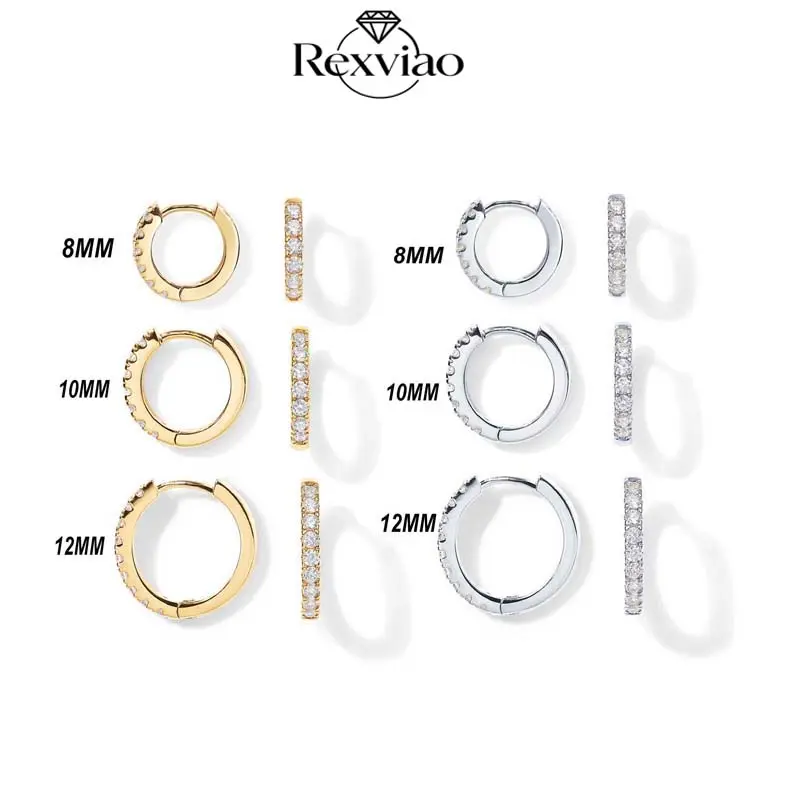 Rexviao 3-Pair Elegant Minimalist Hoop Earrings Set, Stackable Multi-Size Cubic Zirconia Unisex Gold Jewelry for Anniversary Gifts, Elegant Minimalist Earrings, Hoop Shape Earrings