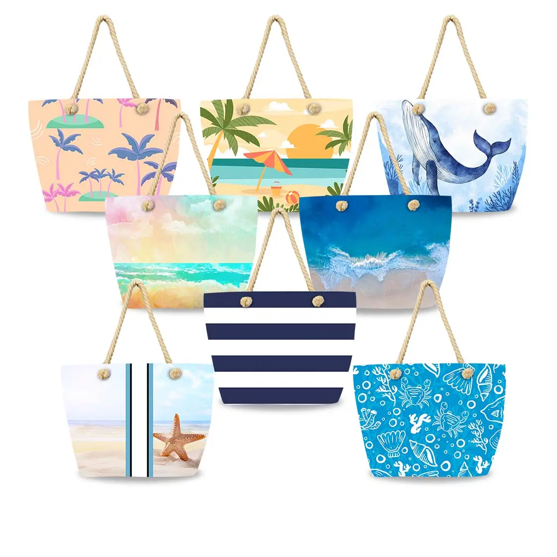Versatile Beach Tote with Secure Zipper, PVC Pocket, and Eye-Catching Design, Perfect for Summer Adventures, Travel, and Daily Use, Machine Washable and Durable, Available in Multiple Colors