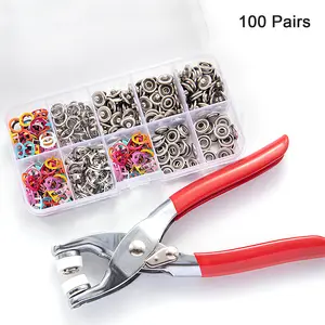 Sewing Kit with 100Pcs Invisible Metal Buckles & 1 Hand Pressure Plier, Seamless Stitching Tool for DIY Clothes, Hats & Crafts, Multifunctional Household Sewing Supplies