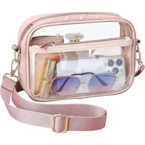 Clear Crossbody Bag for Concerts Sports Events, Transparent Messenger Shoulder Bag for Men Women