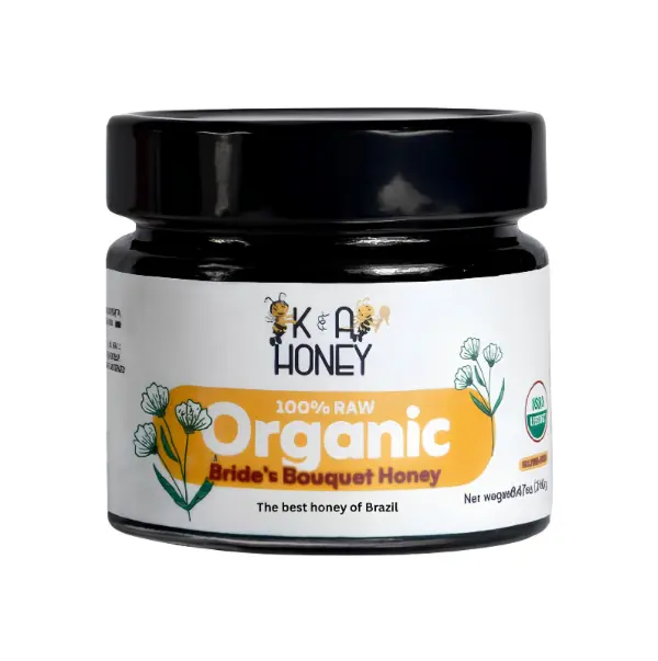 Organic Bride’s Bouquet Honey - 14oz 100% Additive Free Natural Honey from Brazil with Unique Sweet Floral Flavor, Bioactive Compounds, Yogurt Topper